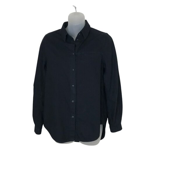 Lululemon Black Button Down Full Day Ahead Shirt 100% Cotton Size 4 - Picture 1 of 7